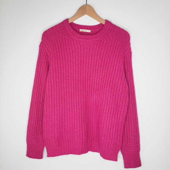 MARINE LAYER Pink Oversized Crewneck Chunky Knit Sweater Size XS Merino Wool - Picture 4 of 12
